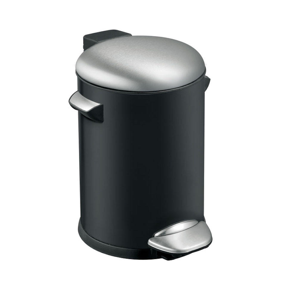 MÜLLEIMER Retro Mit Markanten Griffen und Kugelkappe 3 Liter 26,2 x 16,7 cm Kunststoff Inneneimer Schwarz - Schwarz, Metall (20/26/23.4cm) - PROREGAL