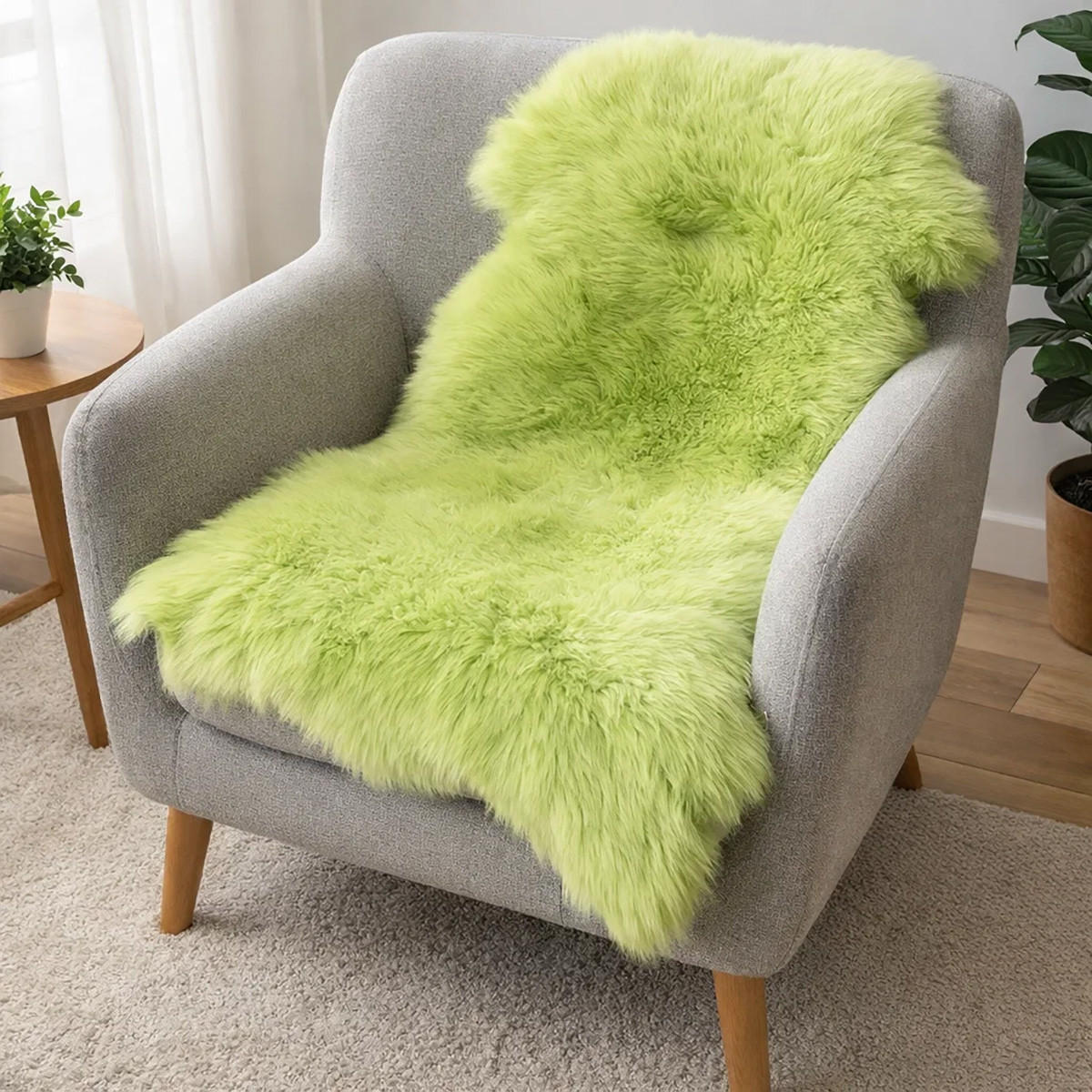 LAMMFELL Öko bunt gefärbt weich Fell Teppich Grünapfel ca. 90 cm - Grün, Fell (50/90cm) - Provellus