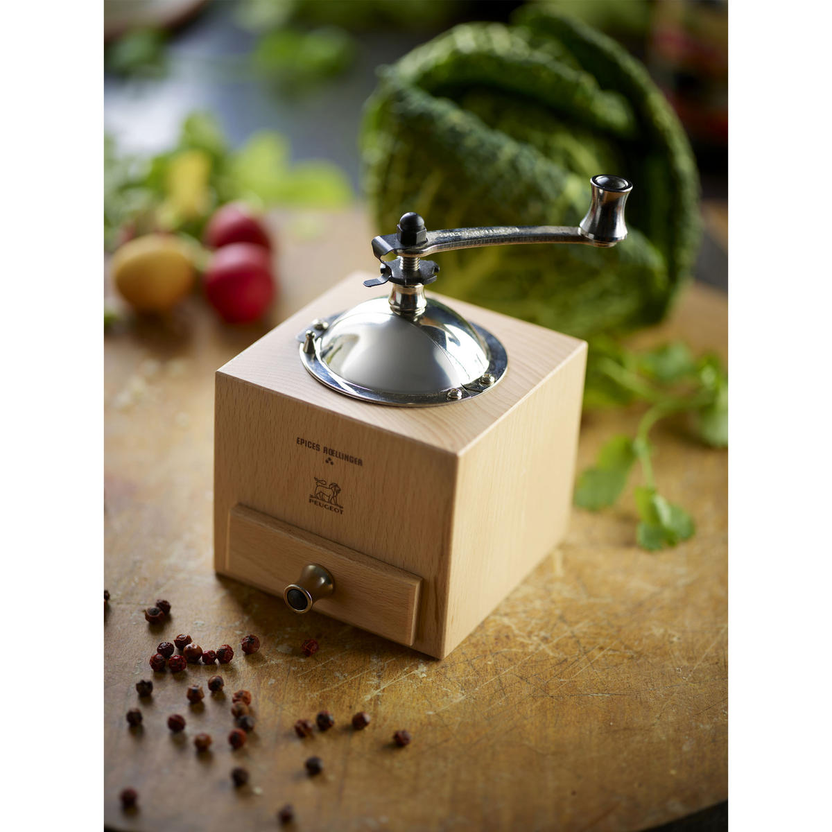 PFEFFERMÜHLE Roellinger 13cm Buchenholz Natur Stahlmahlwerk - Braun, Holz (8.6/12.5/8.6cm) - PEUGEOT