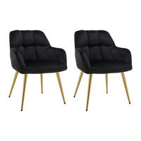 STUHL mit Armlehnen 2er-Set - Samt & goldfarbenes Metall - Schwarz - PEGA - Schwarz, Textil (62/78/58.5cm) - Pascal Morabito