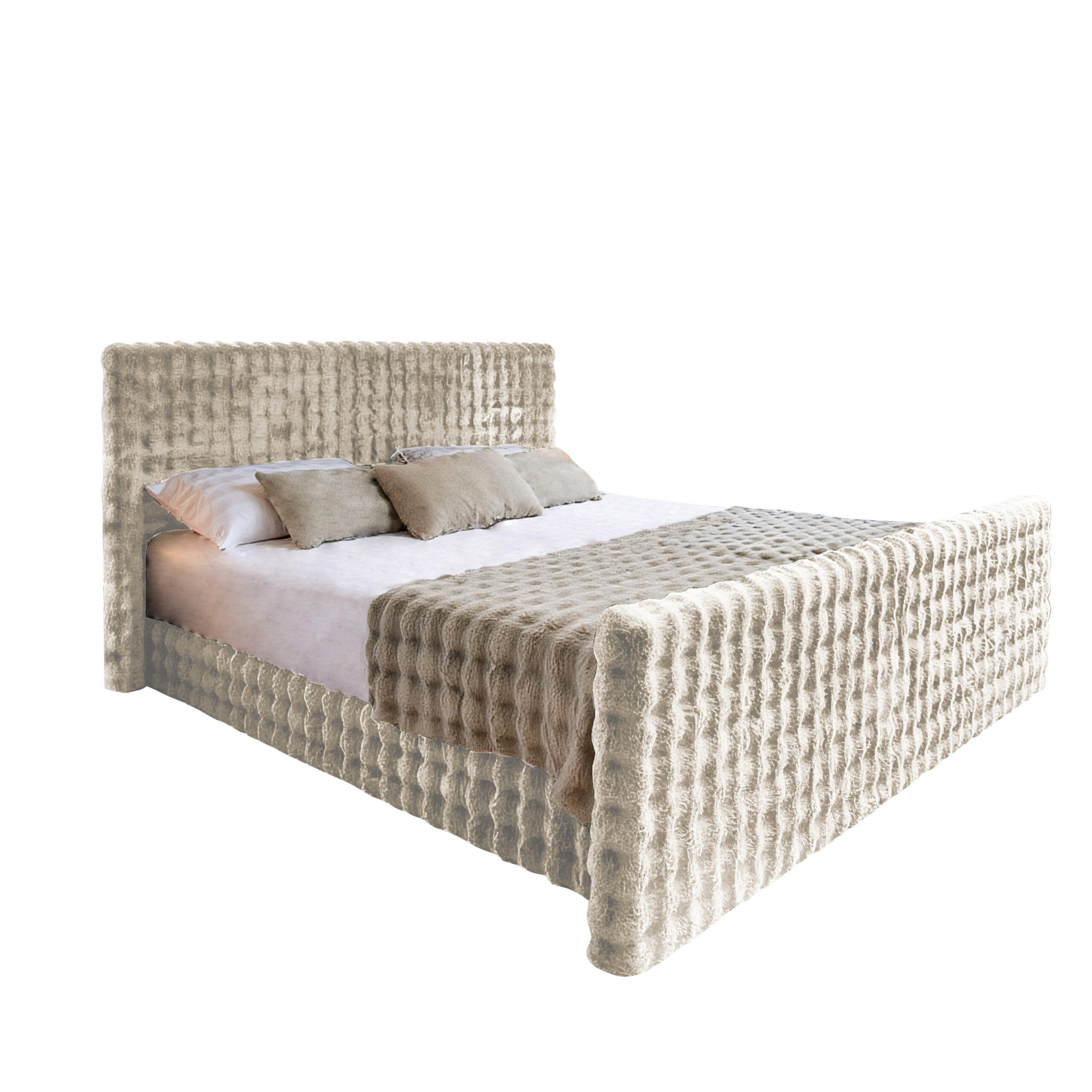 BOXBETT Mit Bettkasten, Matratze Und Topper BLANKET Stoff Bubble 140x200 cm Beige H2-Pocket - Beige, Holz/Textil (140/200cm) - Kaiser Möbel