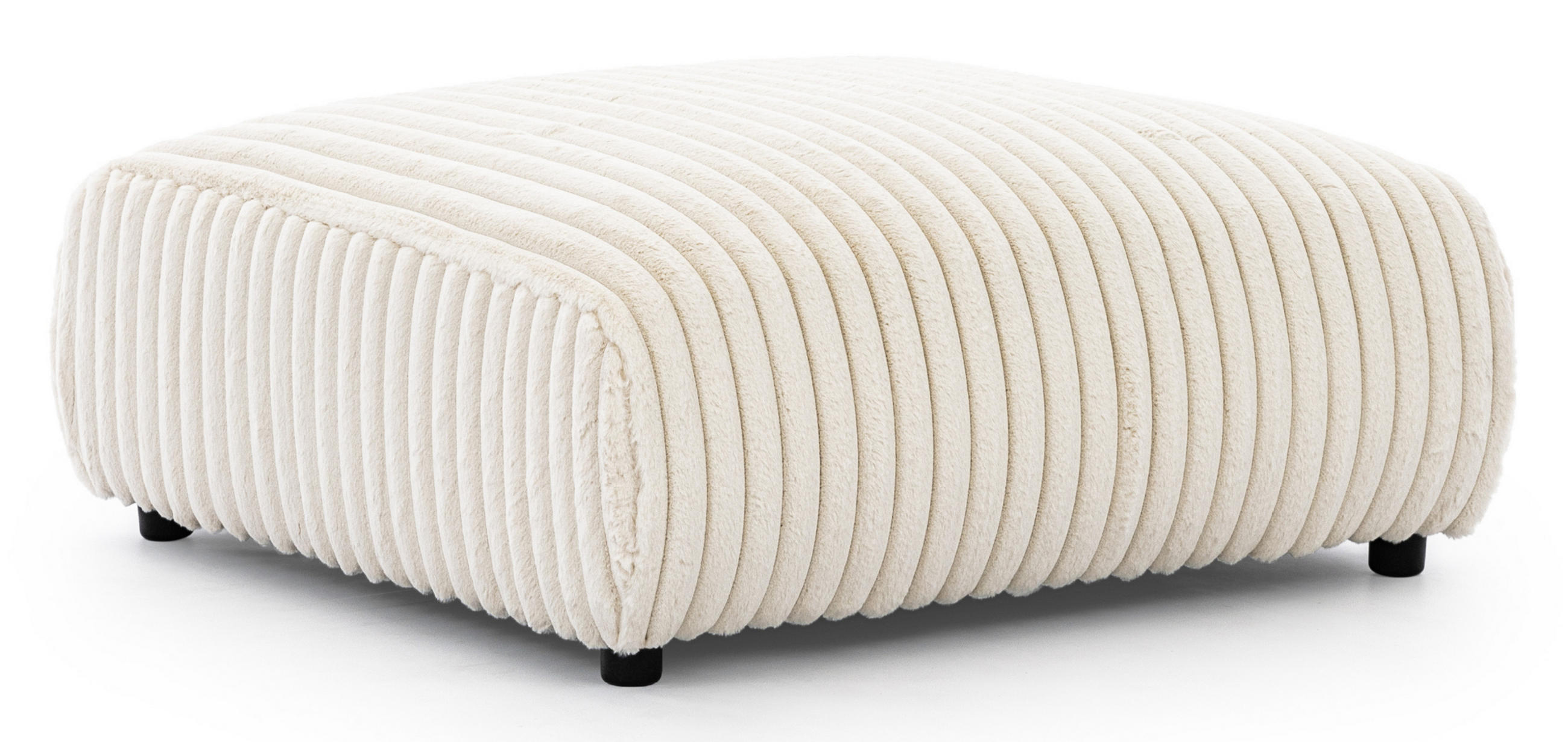 HOCKER Mollis Hellbeige Plüschcord - Beige/Schwarz, Holz/Kunststoff (88/39/88cm) - S-Style Möbel