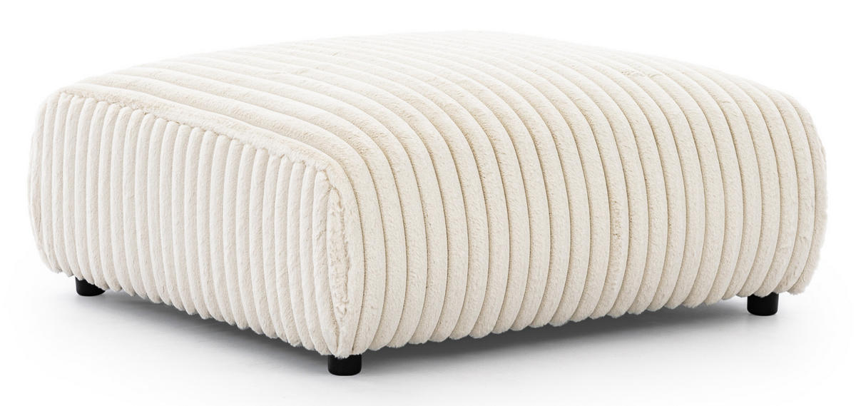 HOCKER Mollis Hellbeige Plüschcord - Beige/Schwarz, Holz/Kunststoff (88/39/88cm) - S-Style Möbel