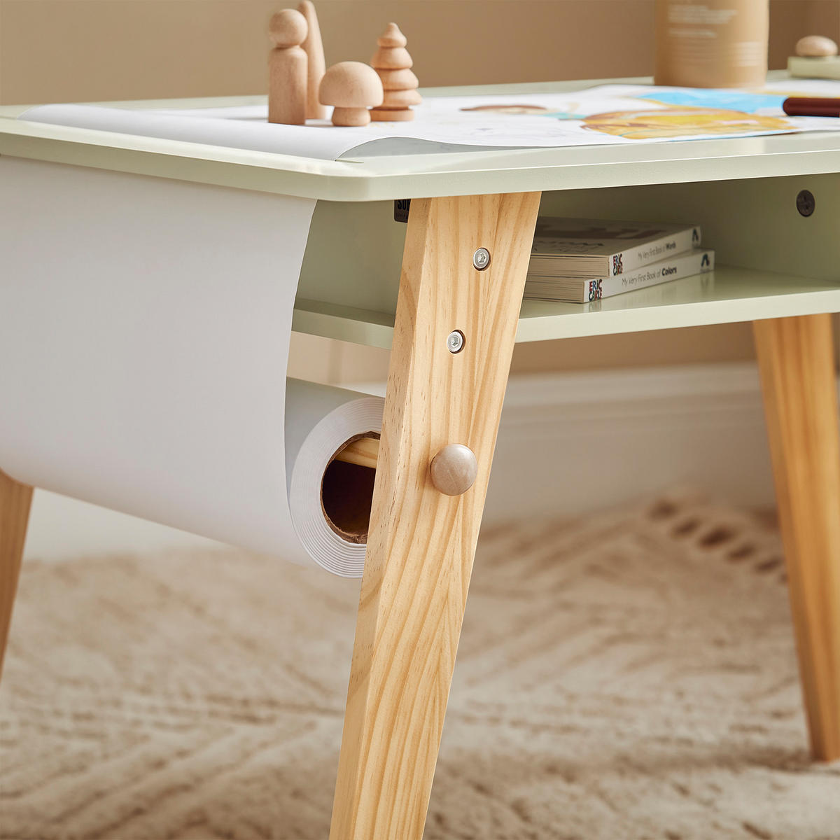 KINDERSITZGRUPPE Weiß-Grün - Weiß/Naturfarben, Holz/Holzwerkstoff (80/50/48cm) - SoBuy
