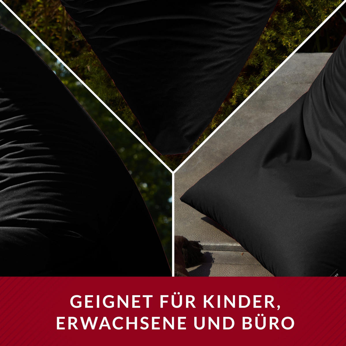 OUTDOOR SITZSACK Triangle 150x100x100cm - Schwarz, Textil (100/100/150cm) - Green Bean