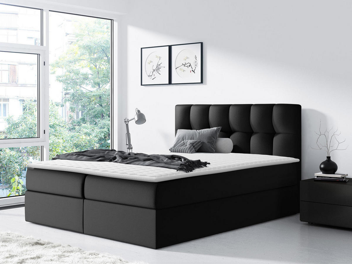 BOXBETT Rico - Schwarz Hochglanz, Holz/Textil (120/200cm) - MIRJAN24