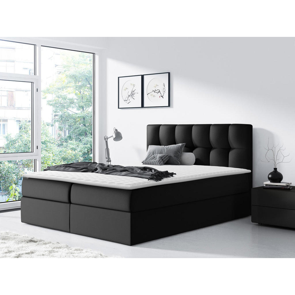 Thumbnail - Mirjan24 Boxbett, Schwarz Hochglanz, Textil, H3, Höhe ca. 19 cm, Rechteckig, 120x200 cm, Schlafzimmer, Betten, Boxspring...