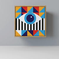 SIDEBOARD ABSTRACTION AND GEOMETRY, Eichefarben, 57,5x42x57,5 cm, Ohne Füße - Eichefarben/Multicolor, Holzwerkstoff (57.5/57.5/42cm) - SpaceRebels