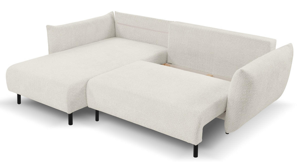 ECKSOFA Creme DELI Mit Schlaffunktion Auf Füßen Links - Beige, Textil (257/171cm) - Sepro Meble