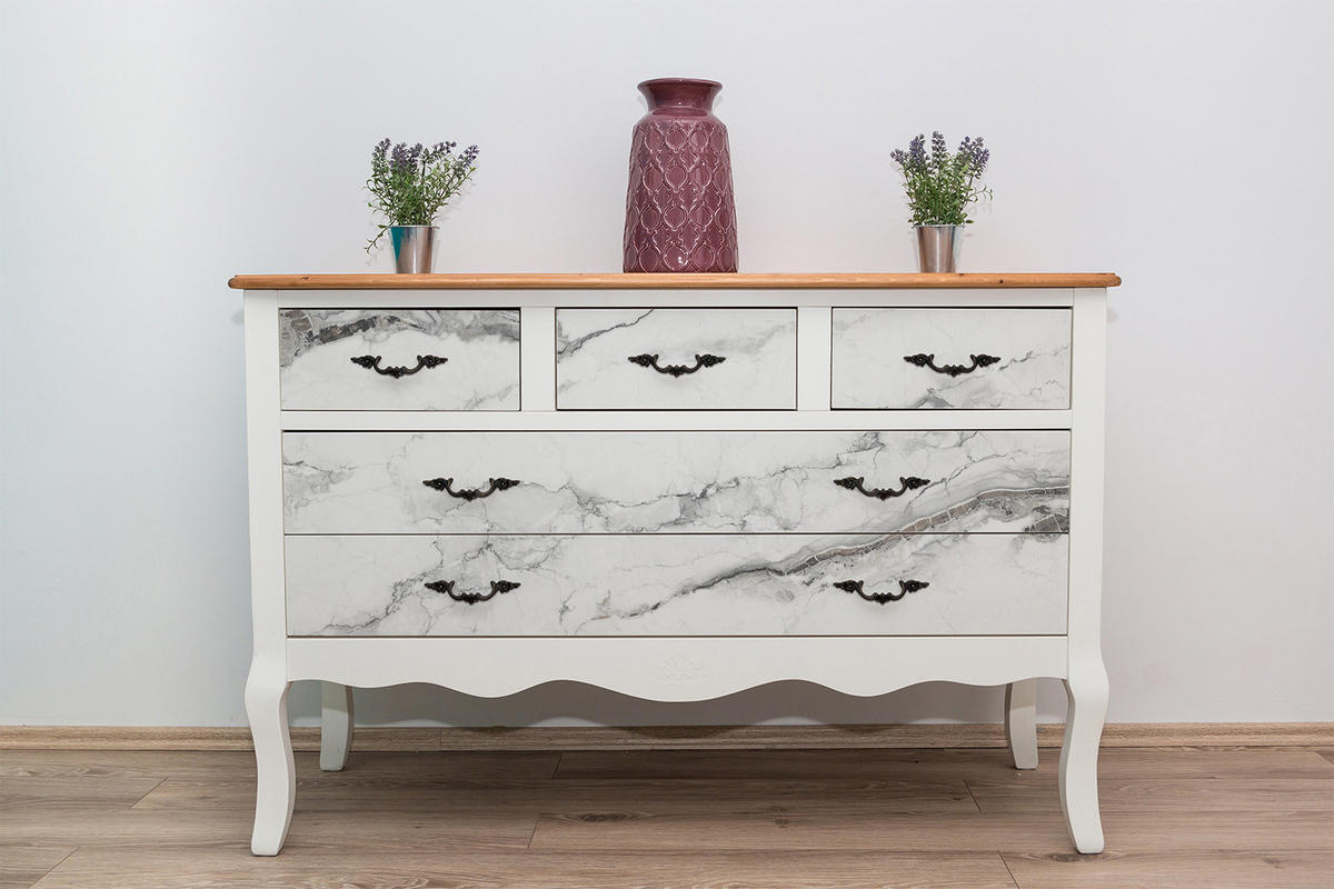 MÖBELAUFKLEBER 100x50 cm Heller Marmor - Weiß, Kunststoff (100/50/50cm) - TULUP