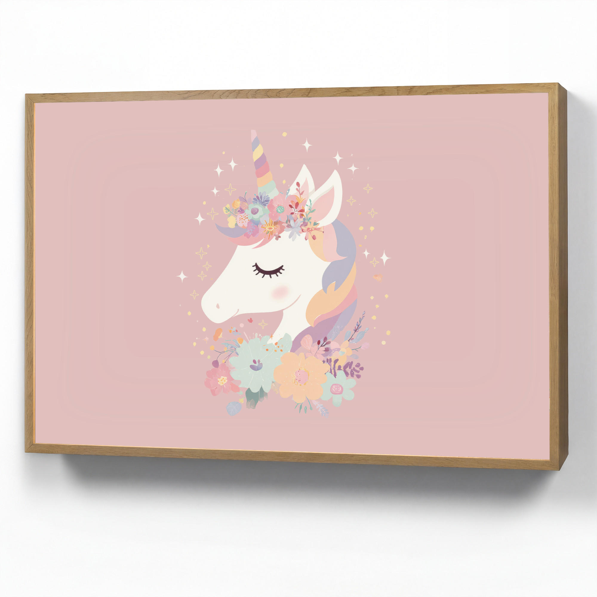 OnlyWow NOČNÁ LAMPA Jednorožec - Ružová - Kvety 100x70 cm