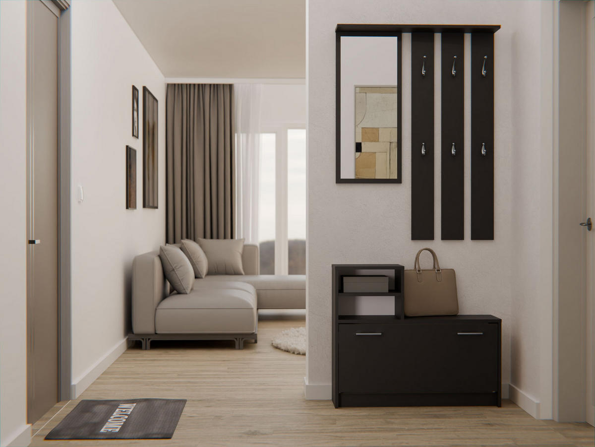 GARDEROBENSET Verena (2-teilig) - Schwarz, Holzwerkstoff (85/180/24cm) - kommodly