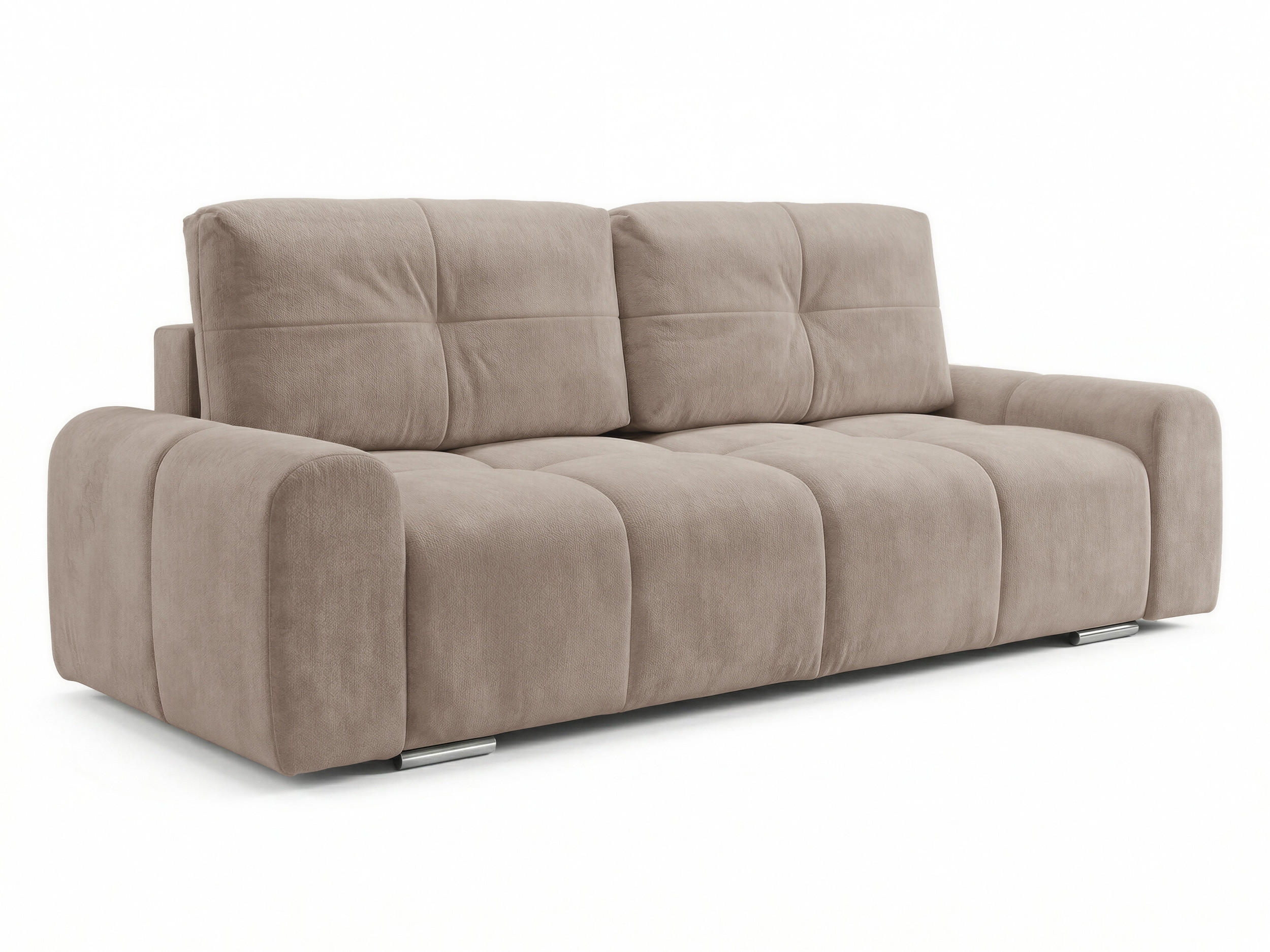 SCHLAFSOFA Fluffy - Cappuccino (Vibe 21) - Chromfarben/Cappuccino, Holz/Kunststoff (245/100/99cm) - Sofnet