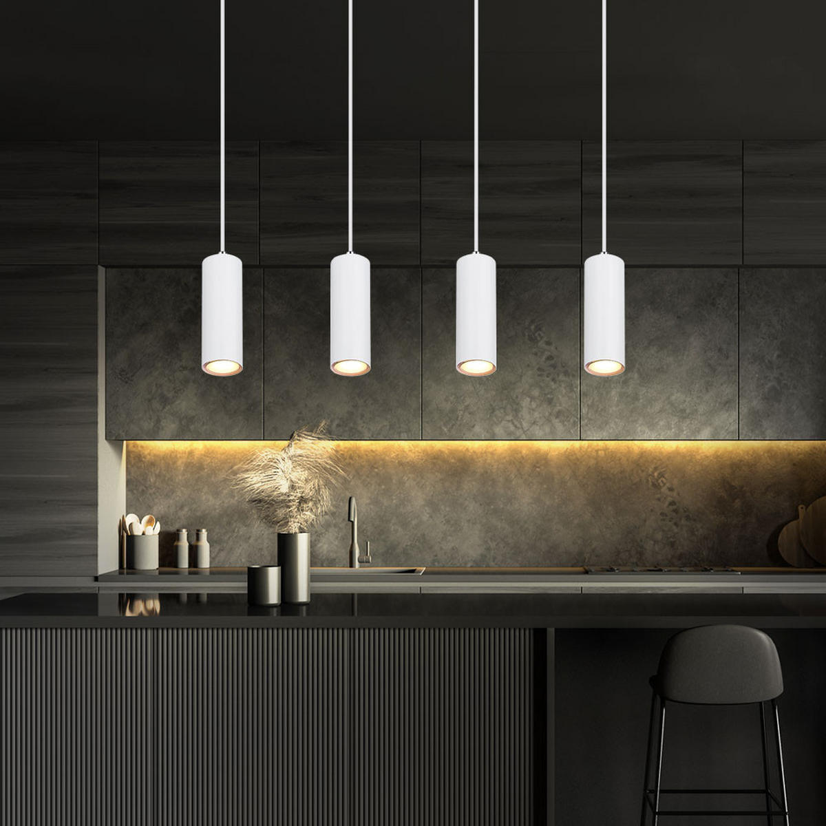 HÄNGELEUCHTE Metall Weiß 4 Flammig - Weiß, Metall (65/6/120cm) - Globo Lighting