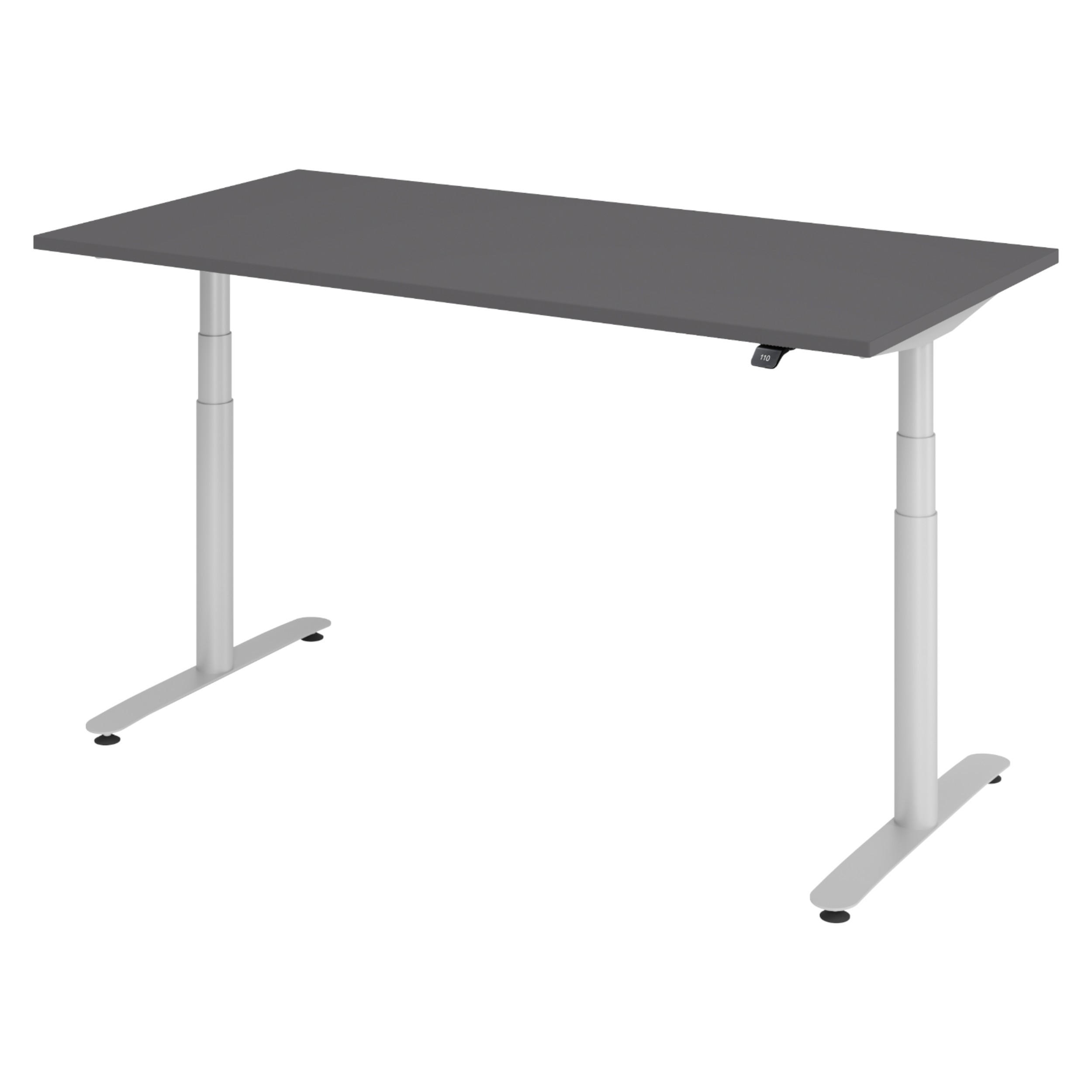SCHREIBTISCH elektrisch Bluetooth & App XDLR 160/80/72 cm in Graphitfarben/Silberfarben - Silberfarben/Graphitfarben, Holzwerkstoff (160/80/72cm) - bümö