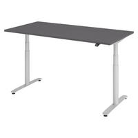 SCHREIBTISCH elektrisch Bluetooth & App XDLR 160/80/72 cm in Graphitfarben/Silberfarben - Silberfarben/Graphitfarben, Holzwerkstoff (160/80/72cm) - bümö