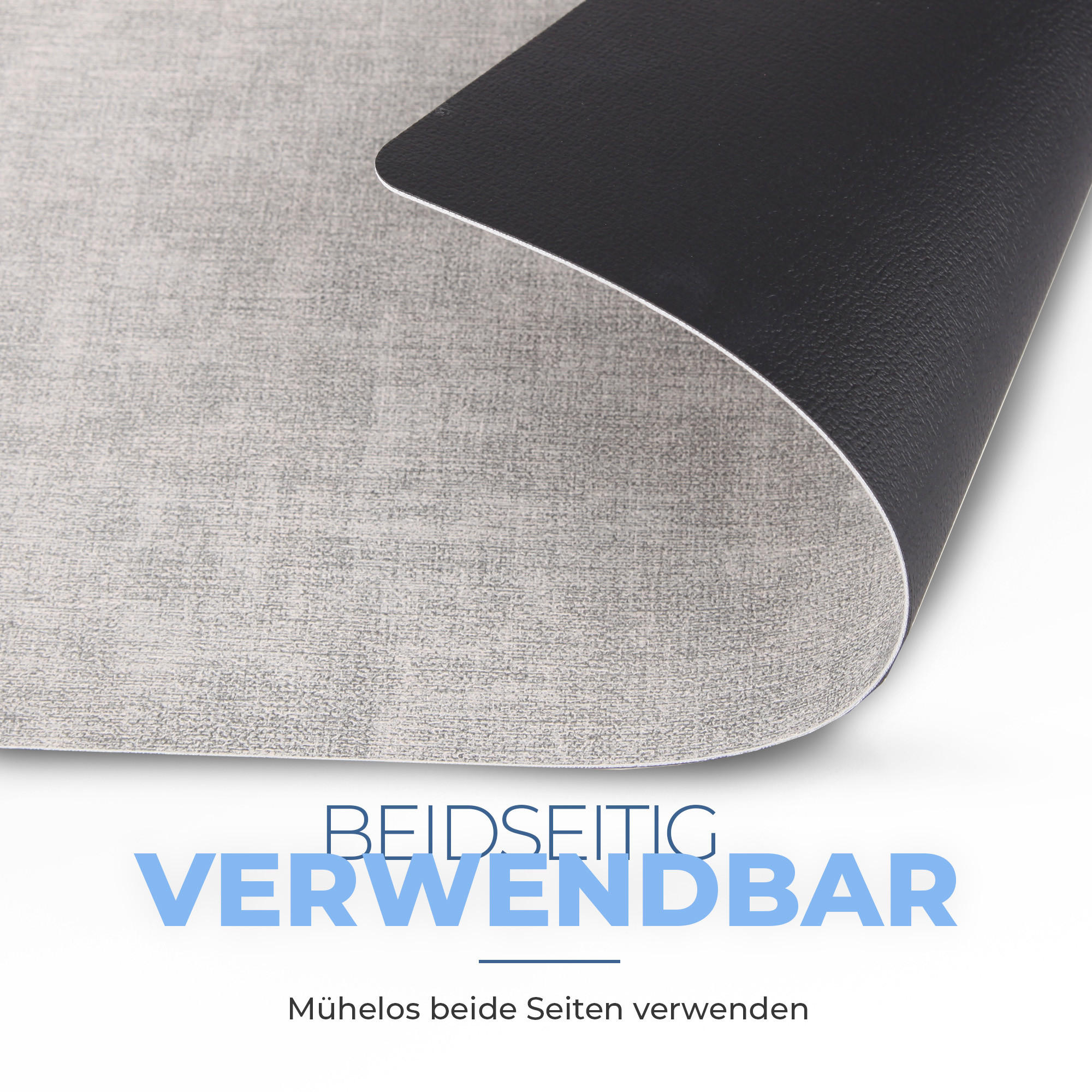 TISCHSET Struktur ( 6er Set ) abwischbares Lederimitat Platzdeckchen 46x33cm - Doppelseitiges ( Schwarz / Hellgrau ) Kunstleder Platzset - Hellgrau, Kunststoff (33/46cm) - Bestlivings