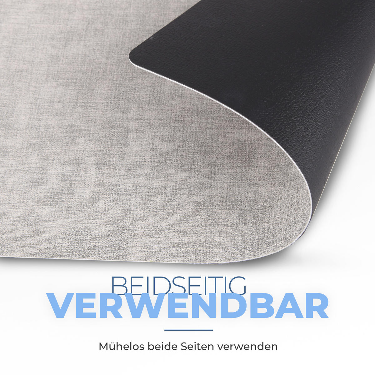 TISCHSET Struktur ( 6er Set ) abwischbares Lederimitat Platzdeckchen 46x33cm - Doppelseitiges ( Schwarz / Hellgrau ) Kunstleder Platzset - Hellgrau, Kunststoff (33/46cm) - Bestlivings
