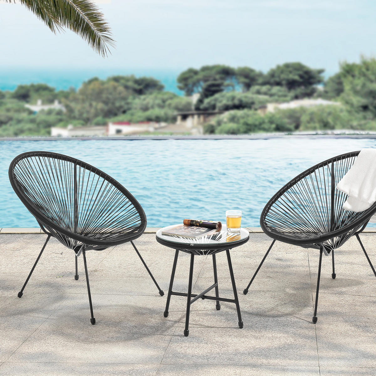 BALKONSET Bali Schwarz - Schwarz, Metall - SVITA