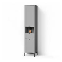BADSCHRANK ATERNO Grau 40 x 190 cm mit Türen, und Schublade - Grau, Holzwerkstoff (40/190/35cm) - Livinity®