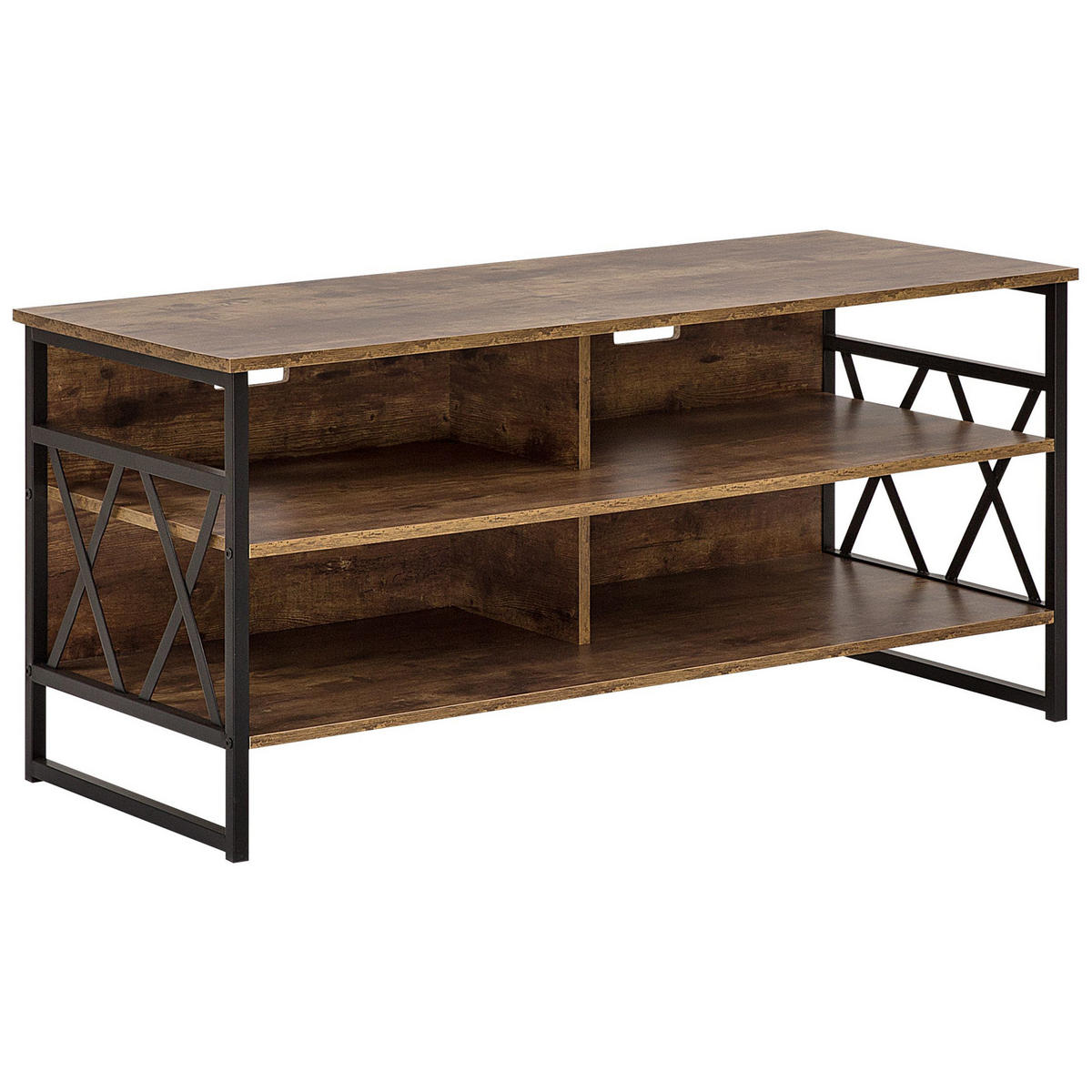 TV-MÖBEL Dunkelbraun, Schwarz CARLISLE 51/120/57 cm - Dunkelbraun, Holzwerkstoff (120/57/51cm) - Beliani