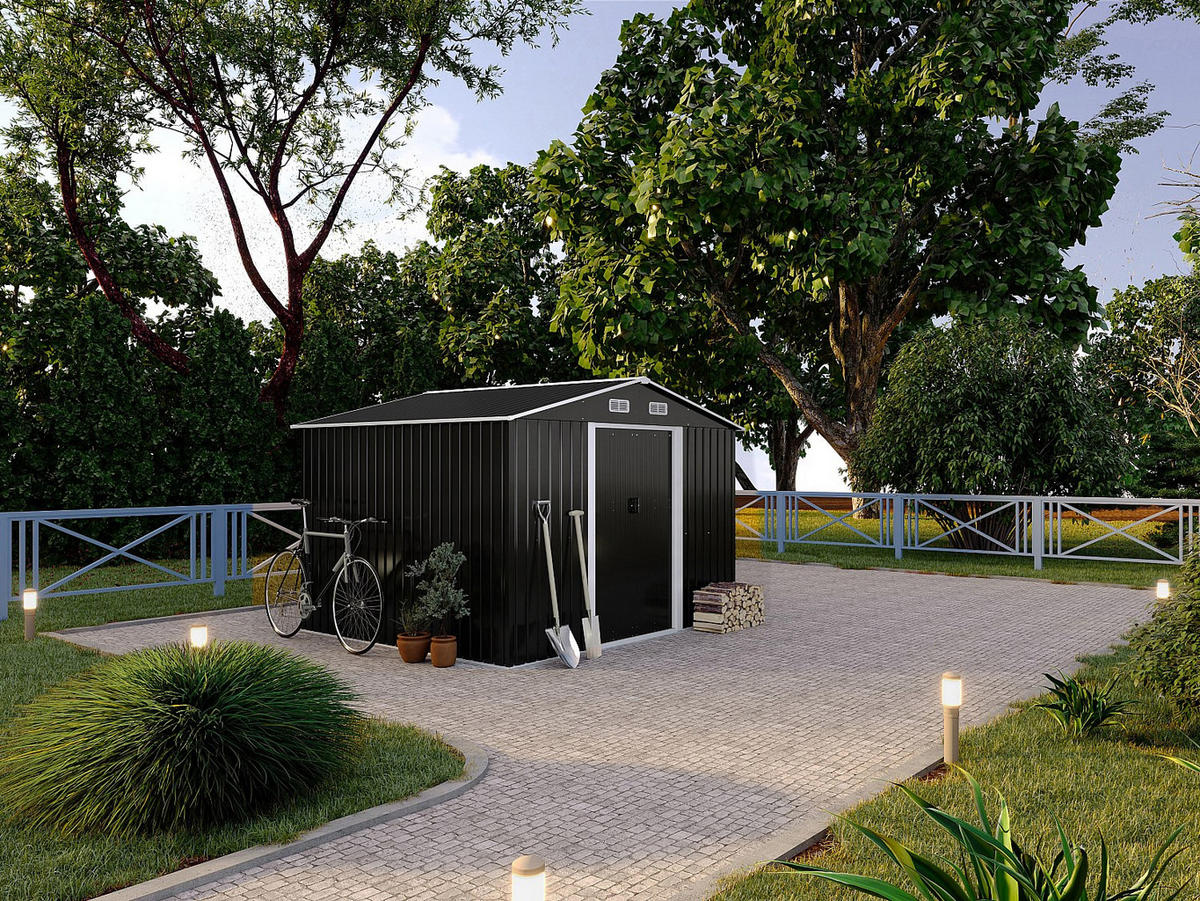 SCHREBERGARTENHAUS - 247 cm x 296 cm - metall - anthrazitgrau Manso - Anthrazit, Metall (247/170/296cm) - Vente-Unique