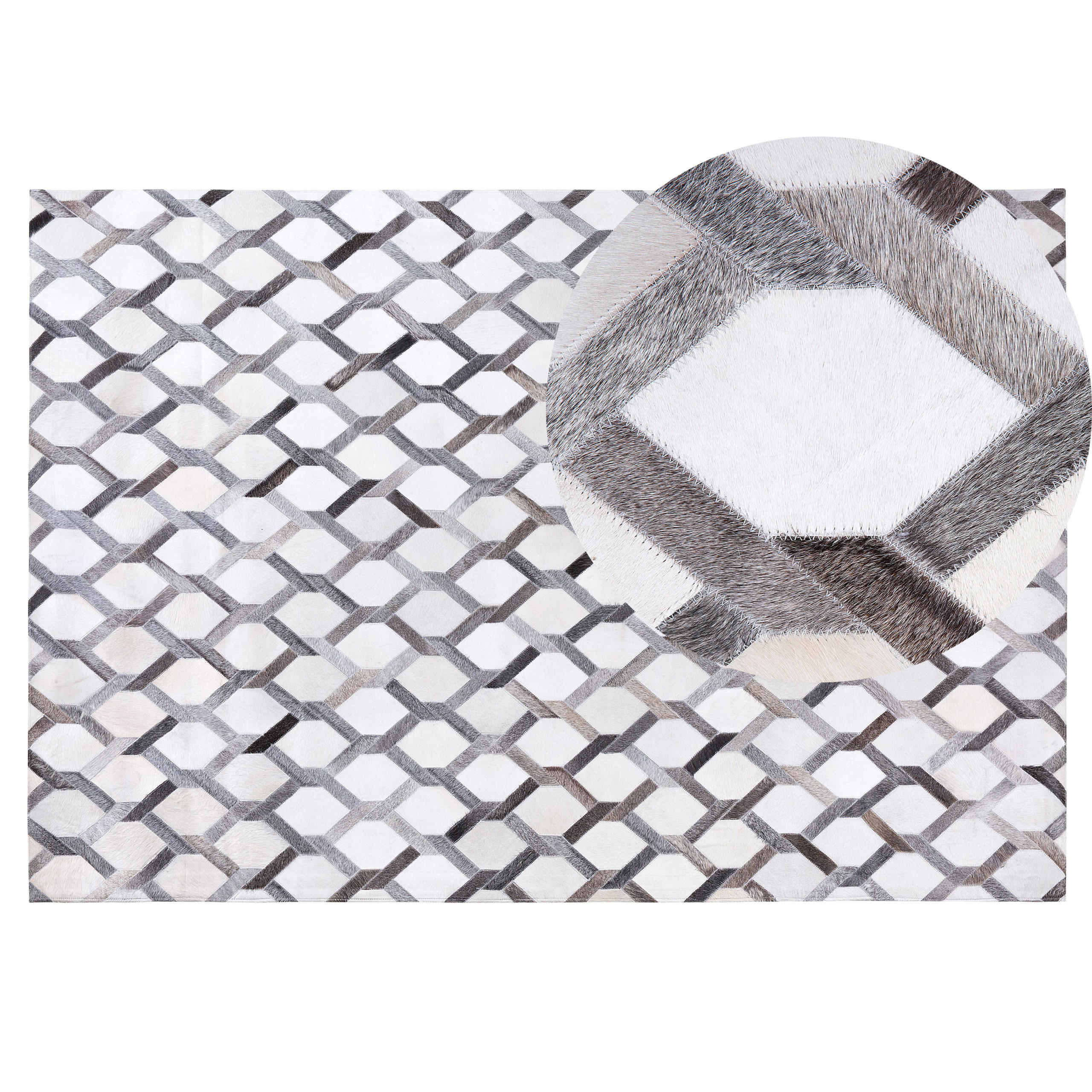 KURZFLOR-TEPPICH Aydin 200/140 cm - Grau, Fell (140/200cm) - Beliani