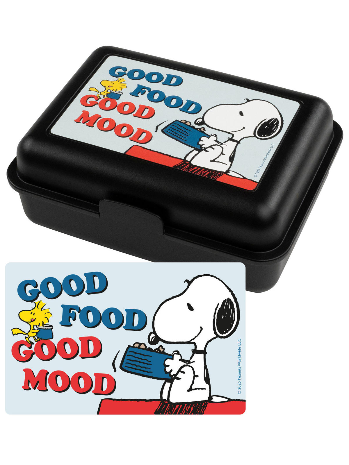 BROTDOSE The Peanuts Snoopy Good Food Good Mood Schwarz 17,5 x 12,8 x 6,9 cm - Schwarz, Kunststoff (17.5/6.9/12.8cm) - United Labels