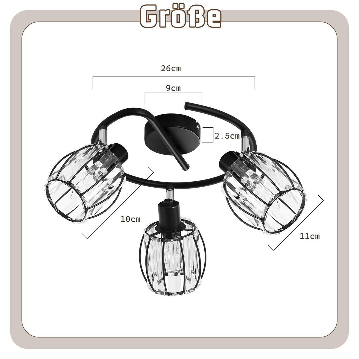 DECKENLEUCHTE Liberto 26/21/21cm - Schwarz, Metall (26/21/21cm) - Nettlife