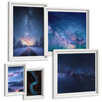 BILDER SET 5er Set - 50x50 cm & 20x30 cm & 40x60 cm Weißer Rahmen - Herbstliche Naturlandschaften - Weiß, Kunststoff (40/60cm) - TULUP