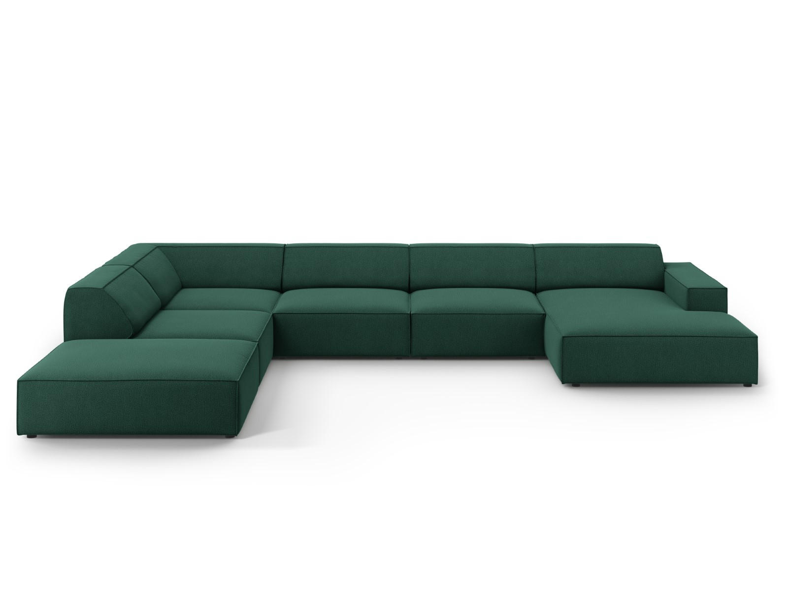 PANORAMASOFA links Jodie aus strukturiertem Stoff grün 7 Sitzplätze - Grün, Textil (262/70/364cm) - Micadoni