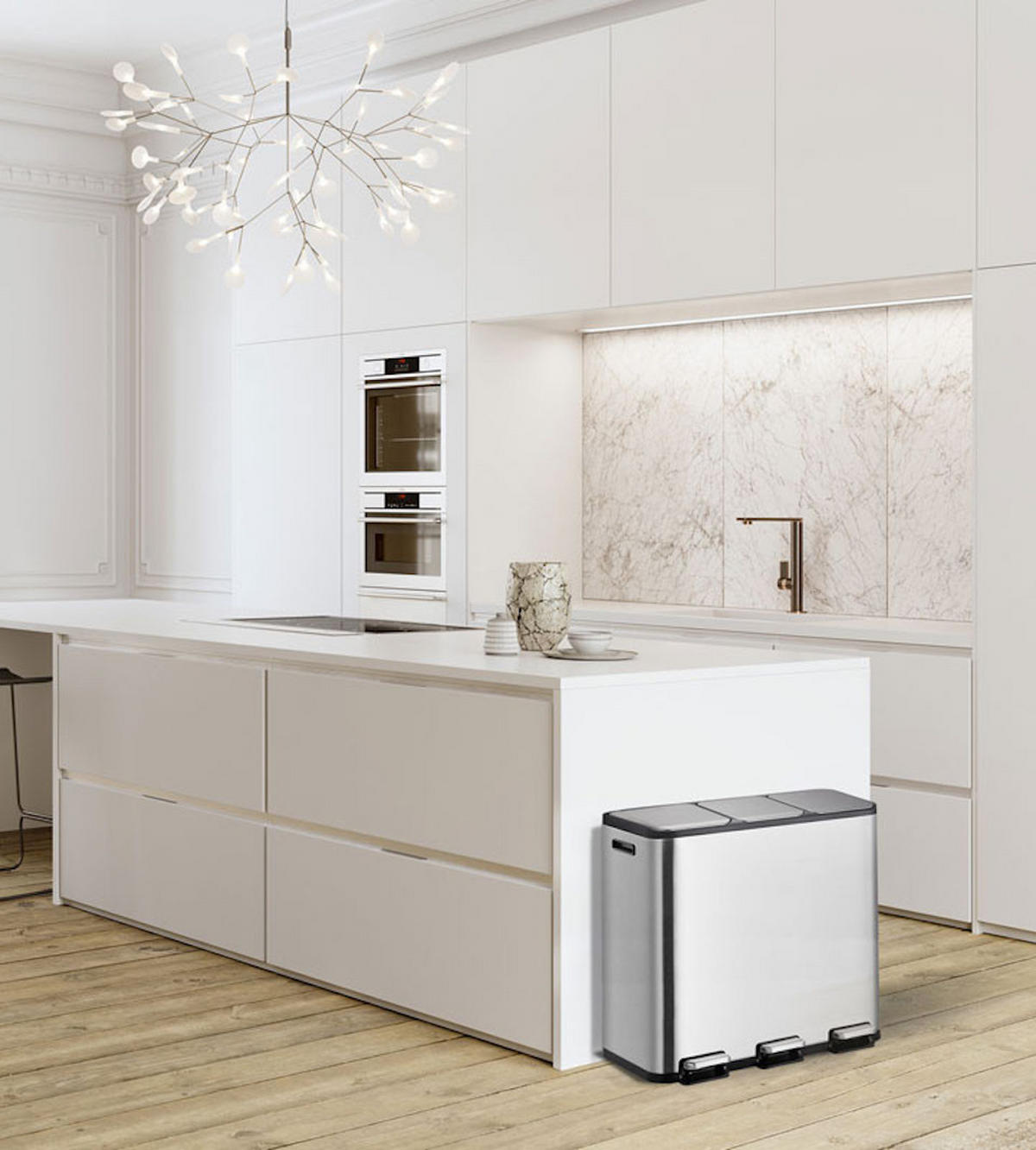 MÜLLEIMER rechteckig 45 Liter 50,8x60,5x32,1 cm Silber - Silberfarben, Metall (60.5/50.8/32.1cm) - PROREGAL