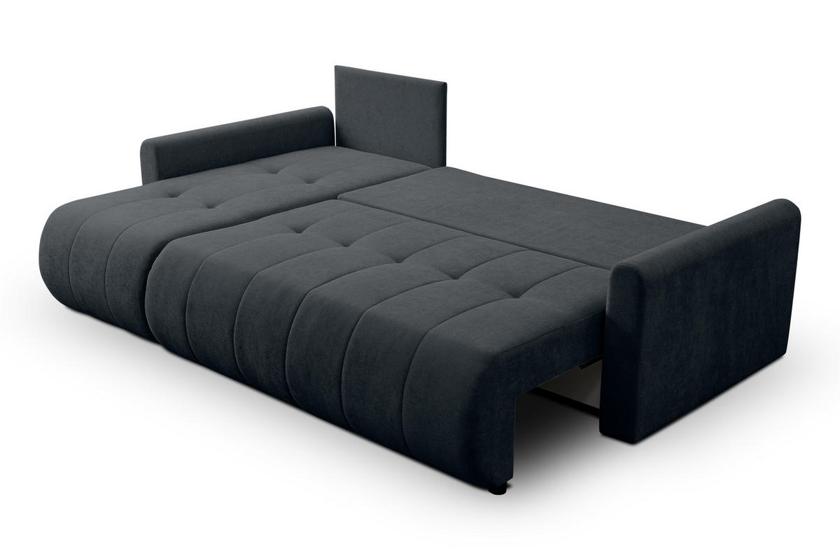 ECKSOFA Primo mit Schlaffunktion und Bettkasten in Cordstoff - Graphitfarben/Schwarz, Holz/Holzwerkstoff (245/143cm) - Ravio