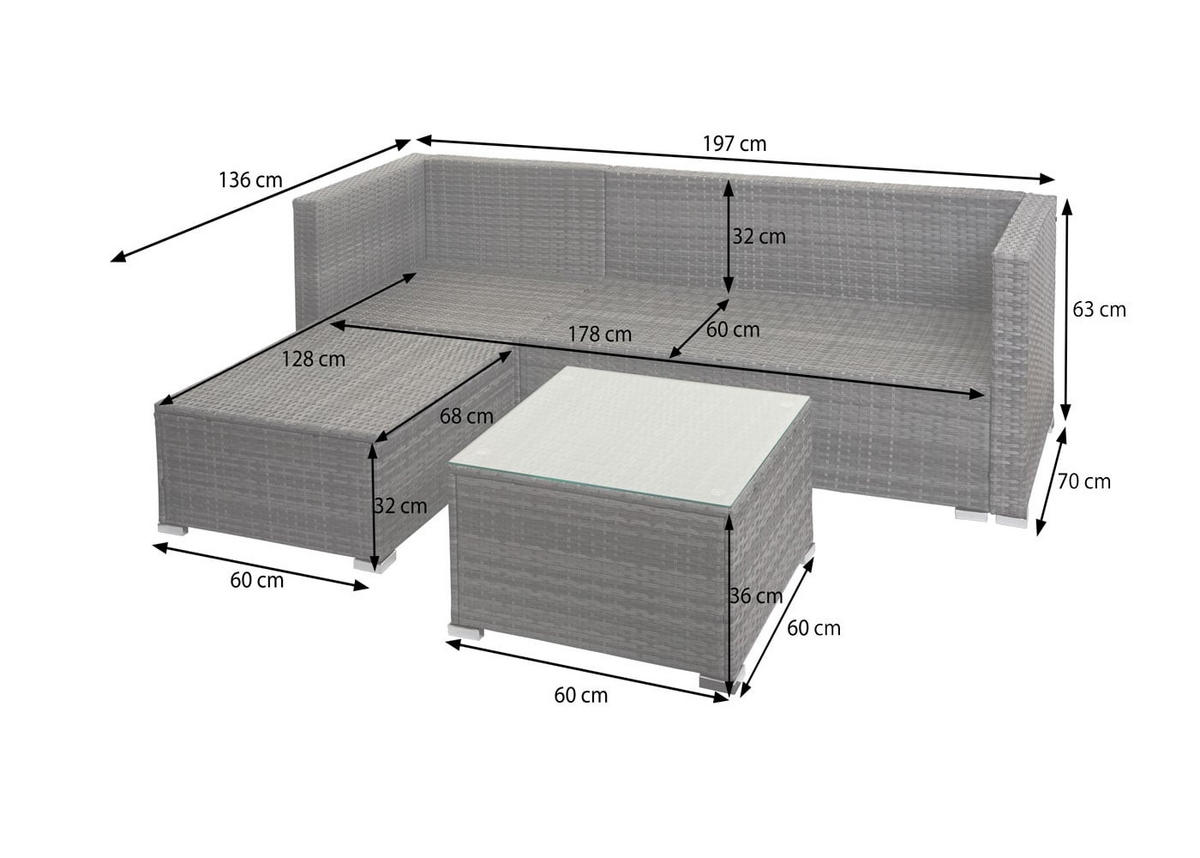 GARTENSET Grau Kissen Dunkelgrau mit Dekokissen - Grau, Metall - PROREGAL
