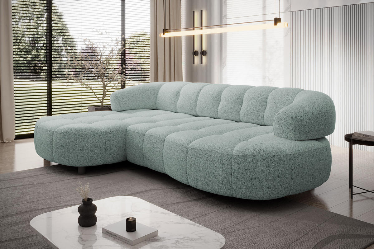 ECKSOFA WESPER S - Eckcouch Mit Elektrischer Sitzverstellung, L-förmig, Freistehend, Relaxfunktion, 183x284x79cm Linke, Minze - Hellgrün, Holz/Textil (113/284cm) - DomoHome