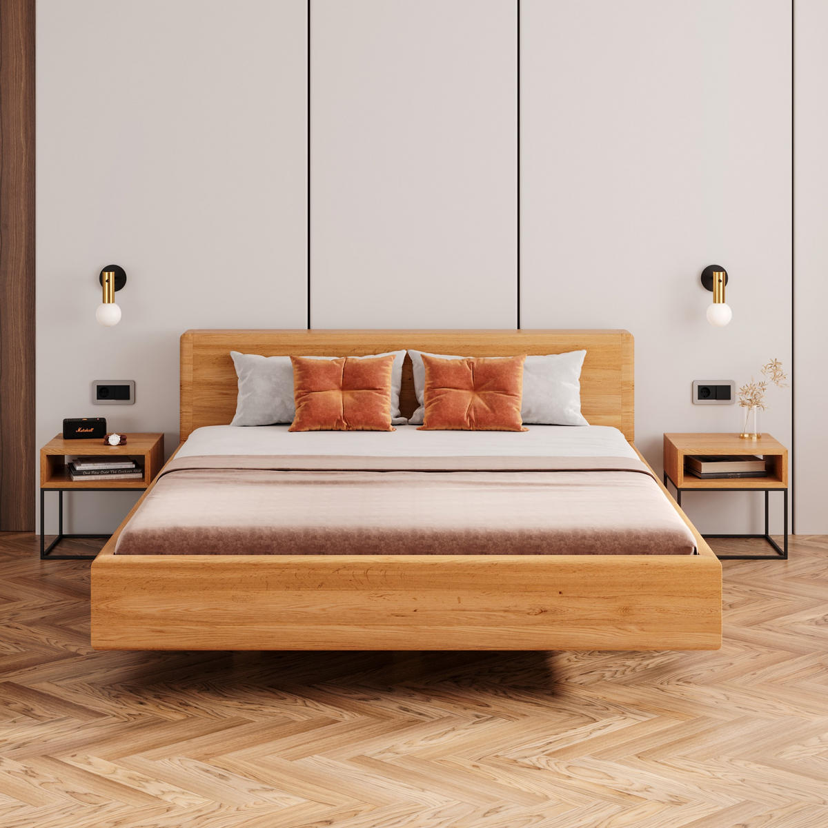 MASSIVHOLZBETT Calma Line aus Eiche 160x220 cm - Eichefarben/Braun, Holz (160/220cm) - Danzz