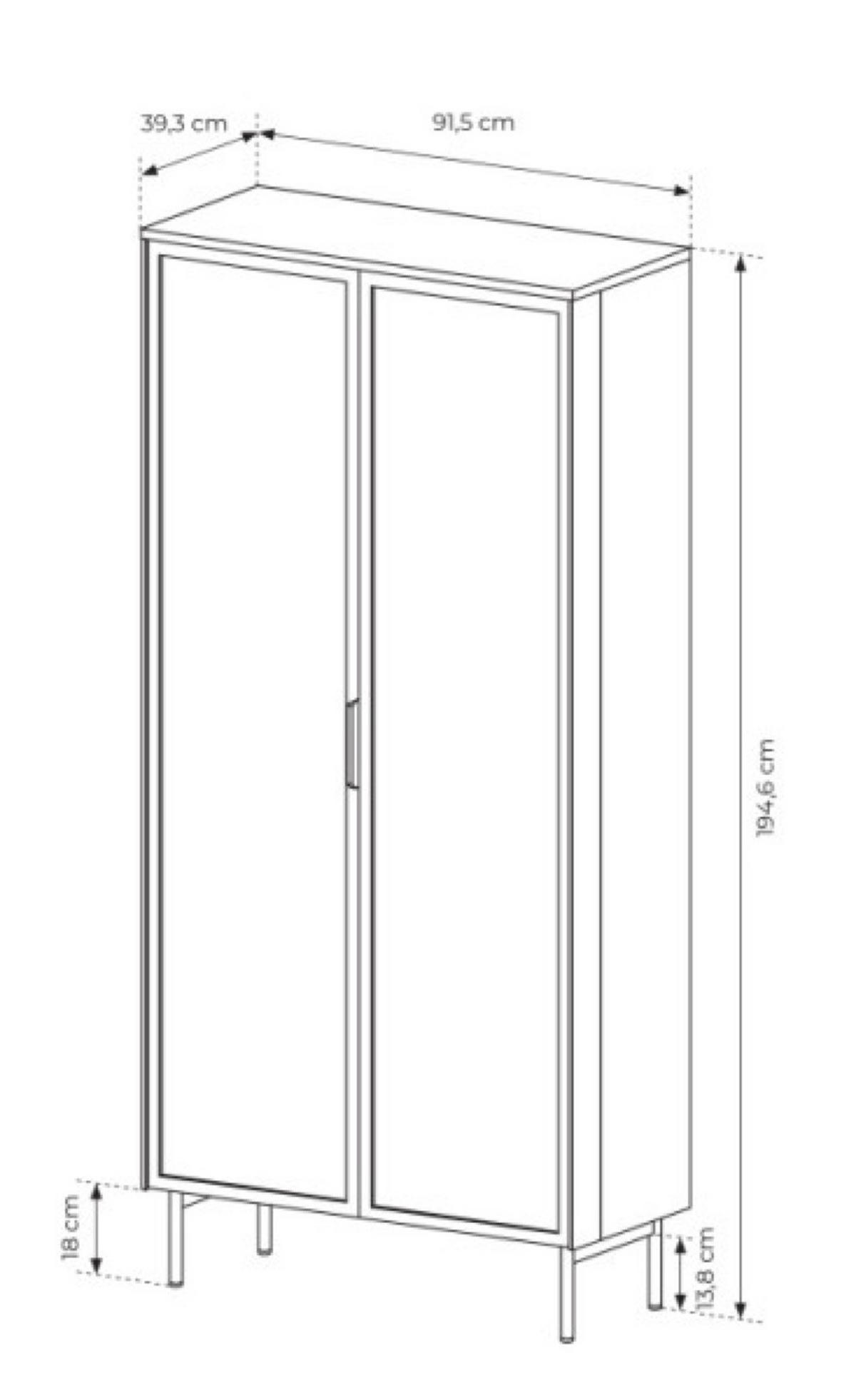 VITRINE Kaschmir LUMIN Hoch 2D2S LED - Beige, Holzwerkstoff (91.5/194.6/39.3cm) - Sepro Meble