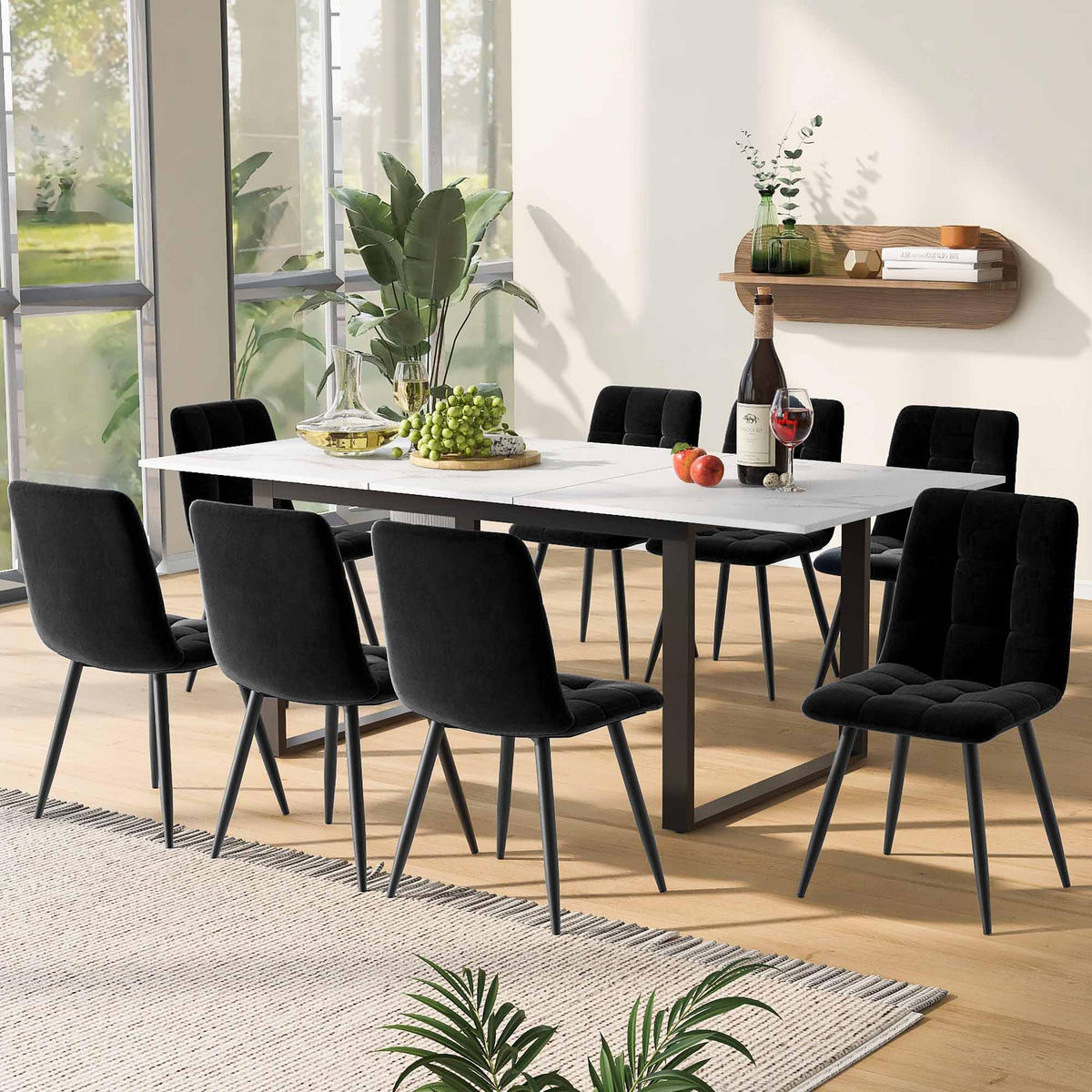ESSTISCH, MDF mit Marmoroptik & Metallgestell, ausziehbar 140/180/80/75 cm, Weiß - Weiß, Holzwerkstoff (140/80/75cm) - Redom