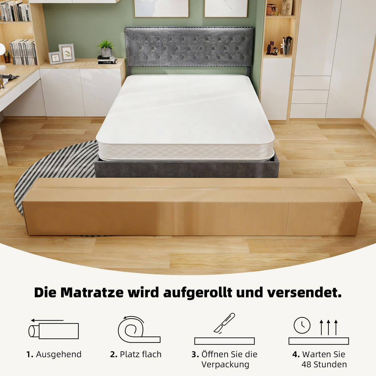 TASCHENFEDERKERNMATRATZE 160/200 cm Weiß Dicke: 23 cm - Weiß, Textil (160/200cm) - Oxeza