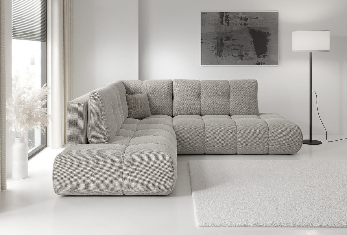 ECKSOFA DUCA II L-S Grau Jersey mit Schlaffunktion - Grau, Holz (266.5/266.5cm) - MASSENO