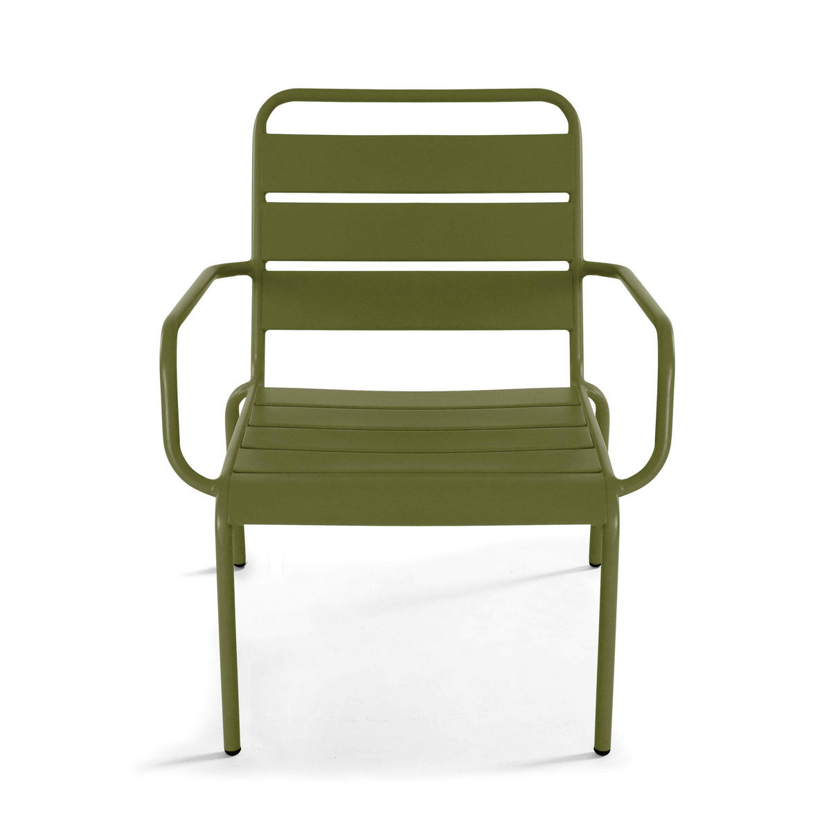 RELAXSESSEL MIT HOCKER 2-tlg., Khakigrün - Grün, Metall (64/72/60cm) - Oviala