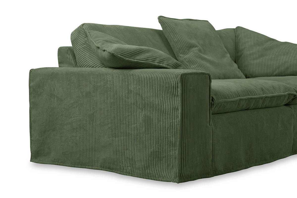 SOFA NETTA Grün Cord - Braun/Grün, Birkenholz/Textil (226/90/116cm) - KAWOLA