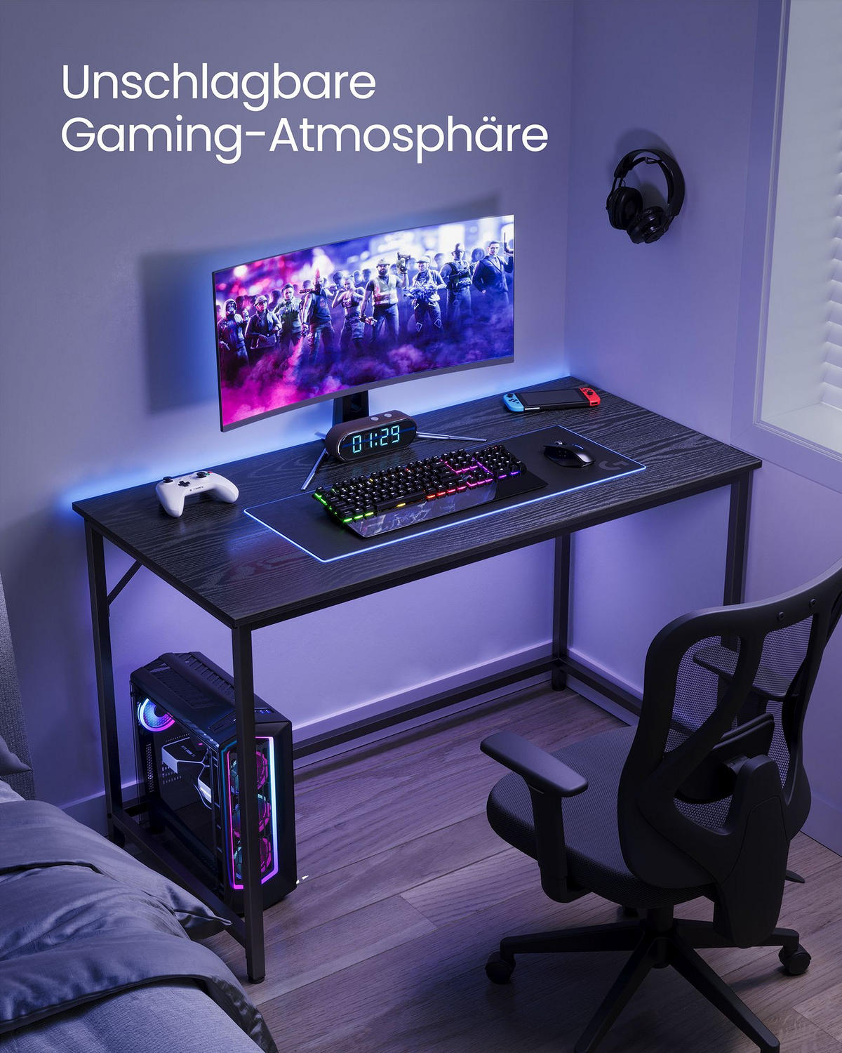 SCHREIBTISCH KUWAIT CITY - Schwarz, Holzwerkstoff (60/120/76cm) - Hansiro