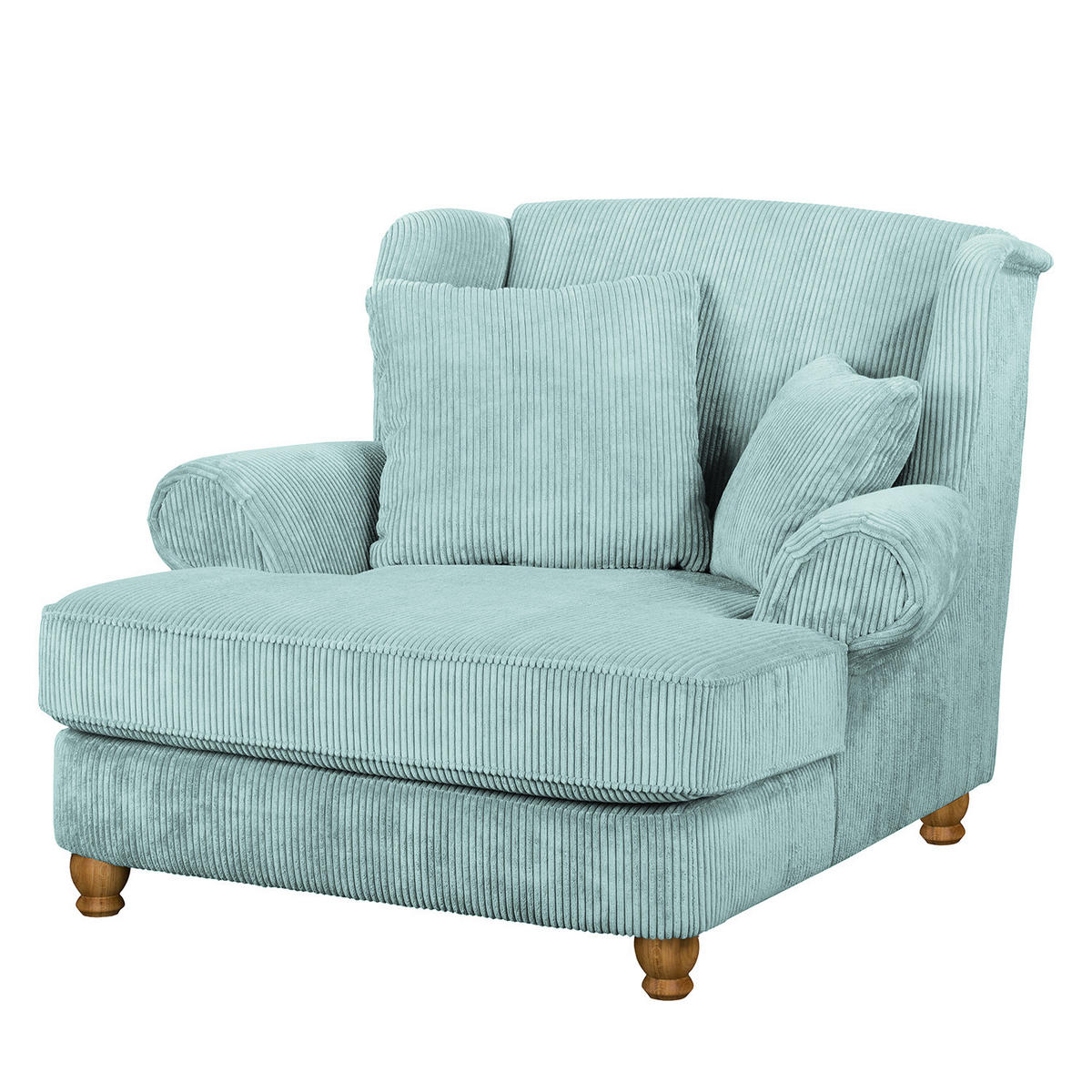 XXL SESSEL - Cord - Hellblau, Textil (135/100/128cm) - home24