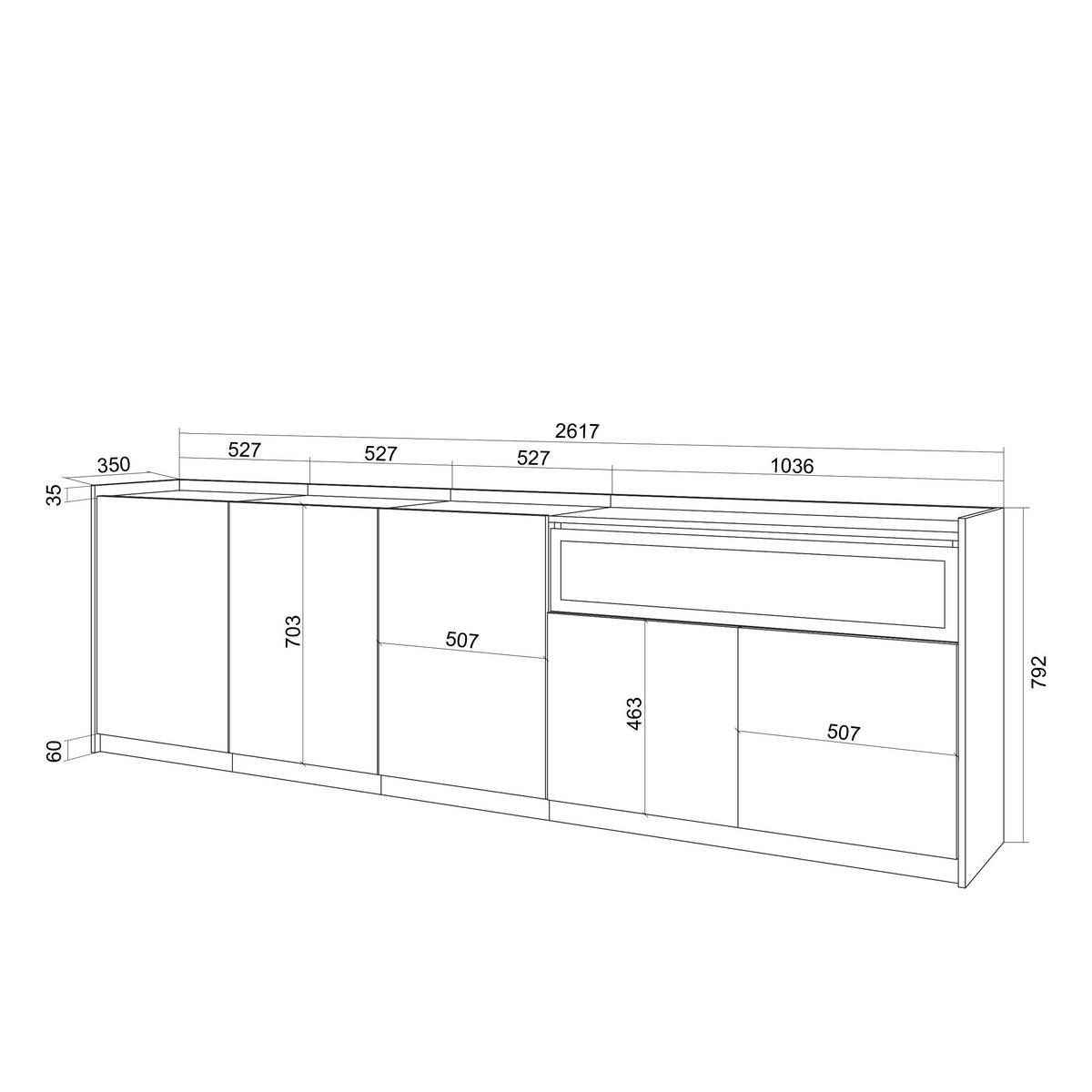 SIDEBOARD, Dunkler Eiche und Schwarz, Elektrokamin, 260/37/80cm - Dunkelbraun, Holzwerkstoff (260/80/37cm) - Skraut Home