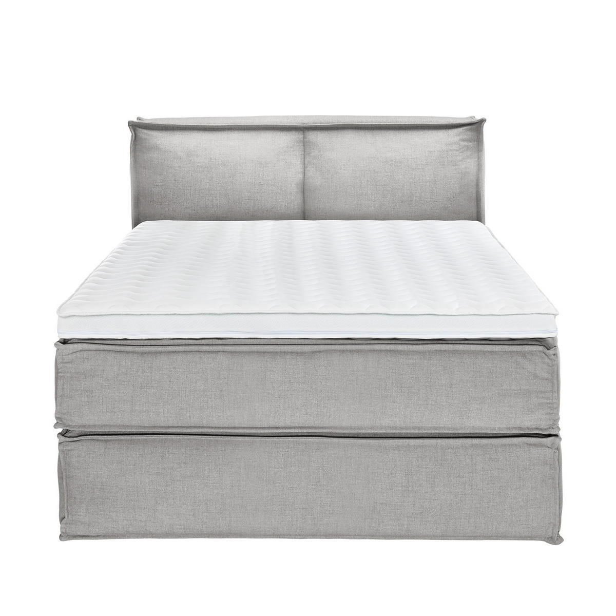 BOXSPRINGBETT mit Kopfteil - Premium - Grau, Textil (140/220cm) - home24