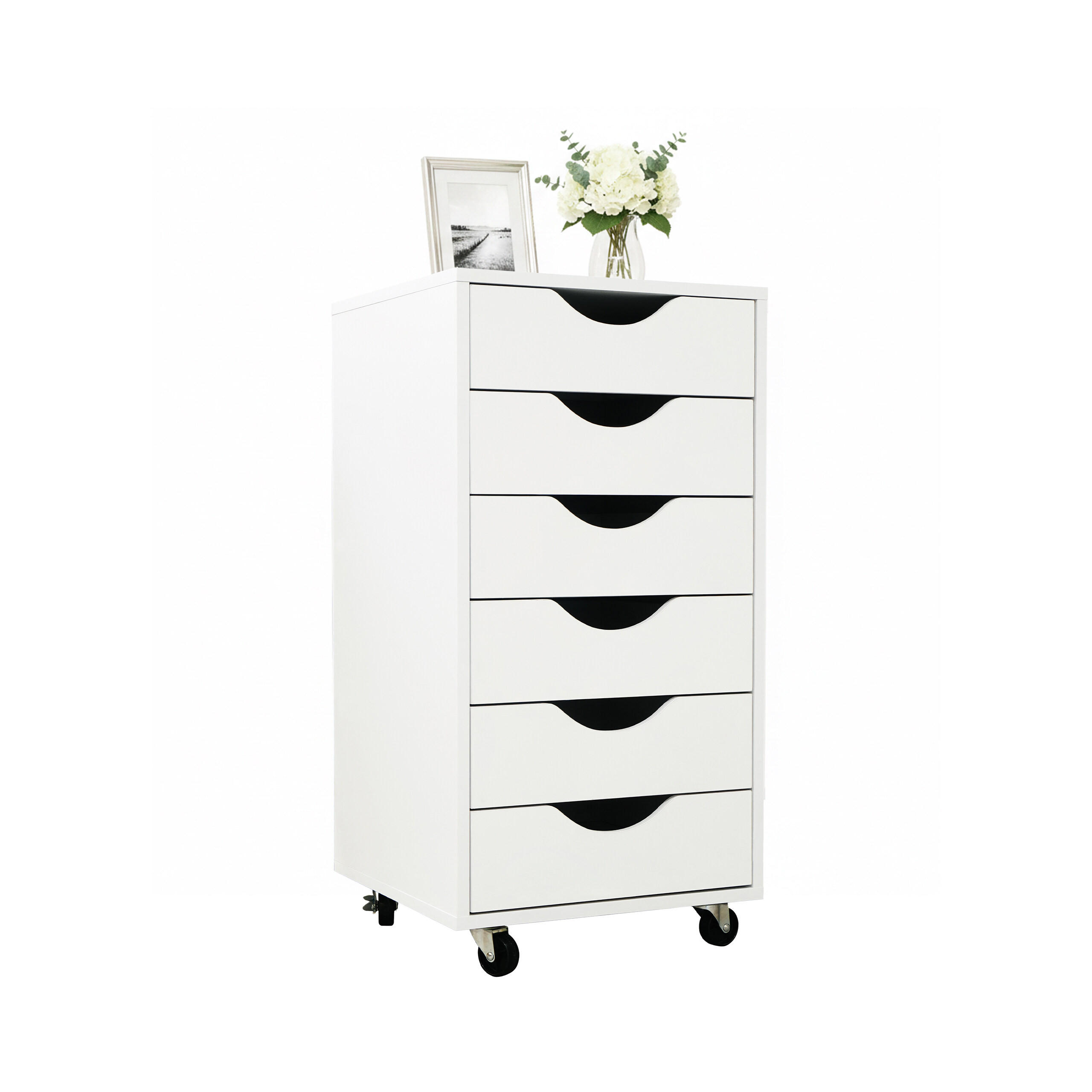 ROLLCONTAINER Weiß 6 Schubladen MDF 78 cm - Weiß, Holzwerkstoff/Kunststoff (40/78/40cm) - Relaxdays