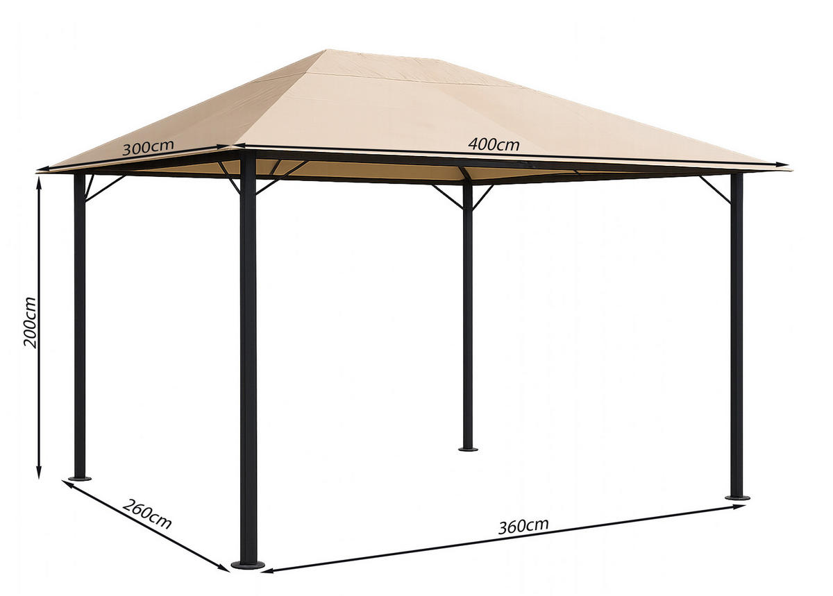 PAVILLON Nizza 3x4m Sand - Beige, Metall (300/263/400cm) - QUICK STAR