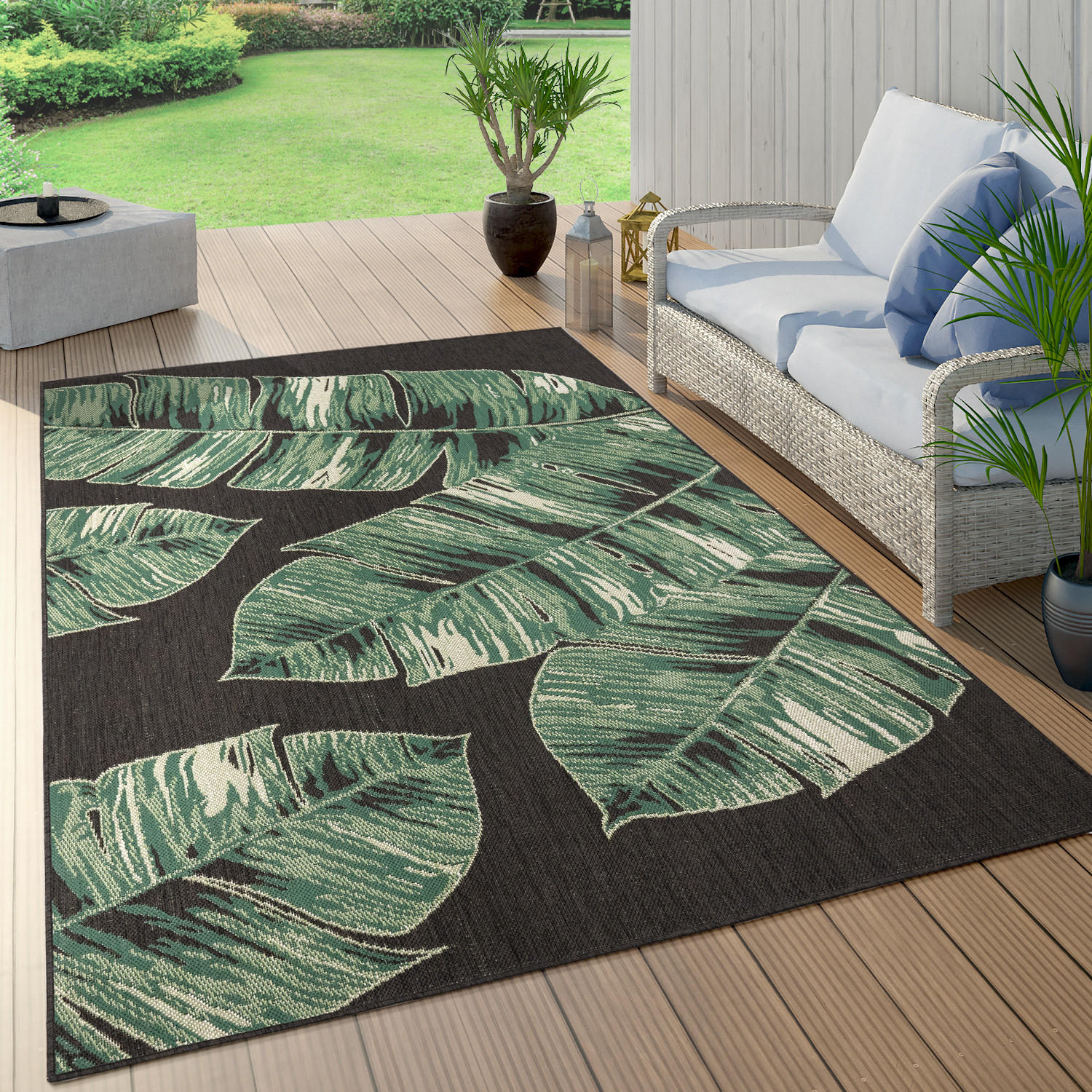 OUTDOORTEPPICH 120/170 cm Ostende 553 - Schwarz, Textil (120/170cm) - Paco Home
