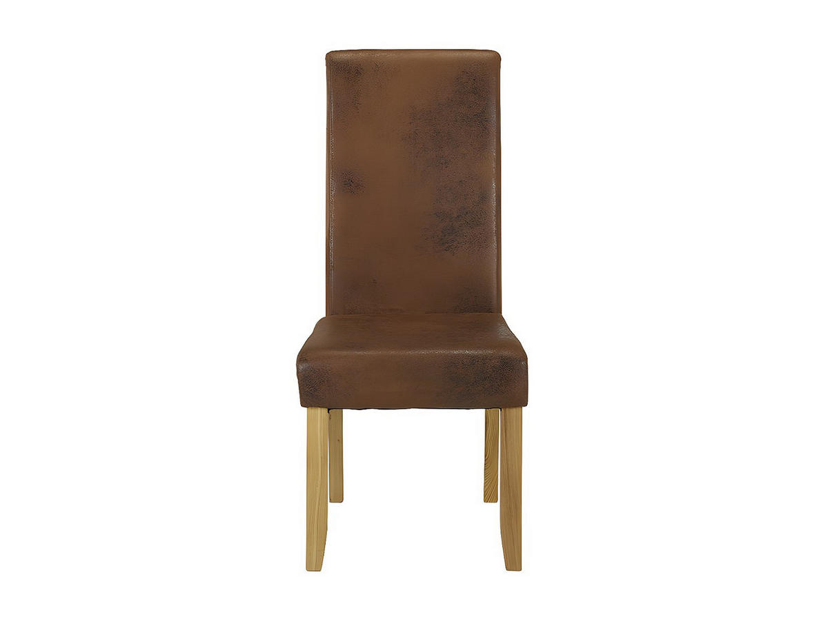 STUHL - 47cm x 63cm - Microfaser - schokoladenbraun, naturfarben hell - SANTOS - Braun, Textil (47/107/63cm) - Vente-Unique